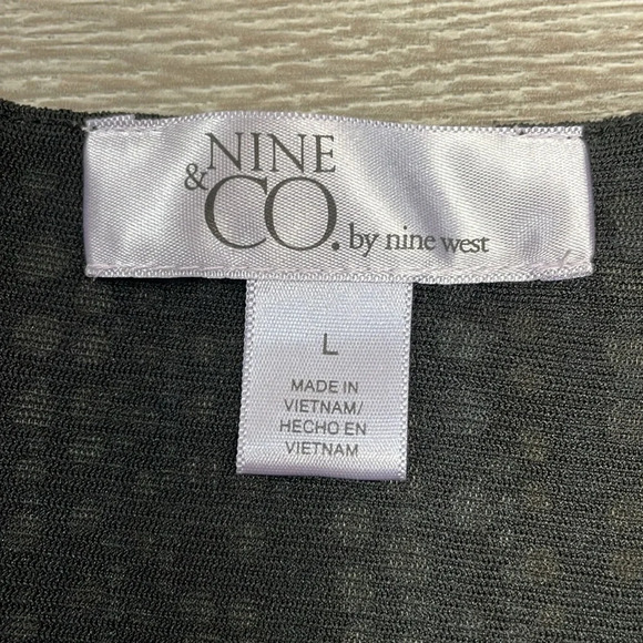 Nine & Co by Nine West 3/4 Sleeve Crossover V-Neck Polka Dot Blouse L - Picture 12 of 15